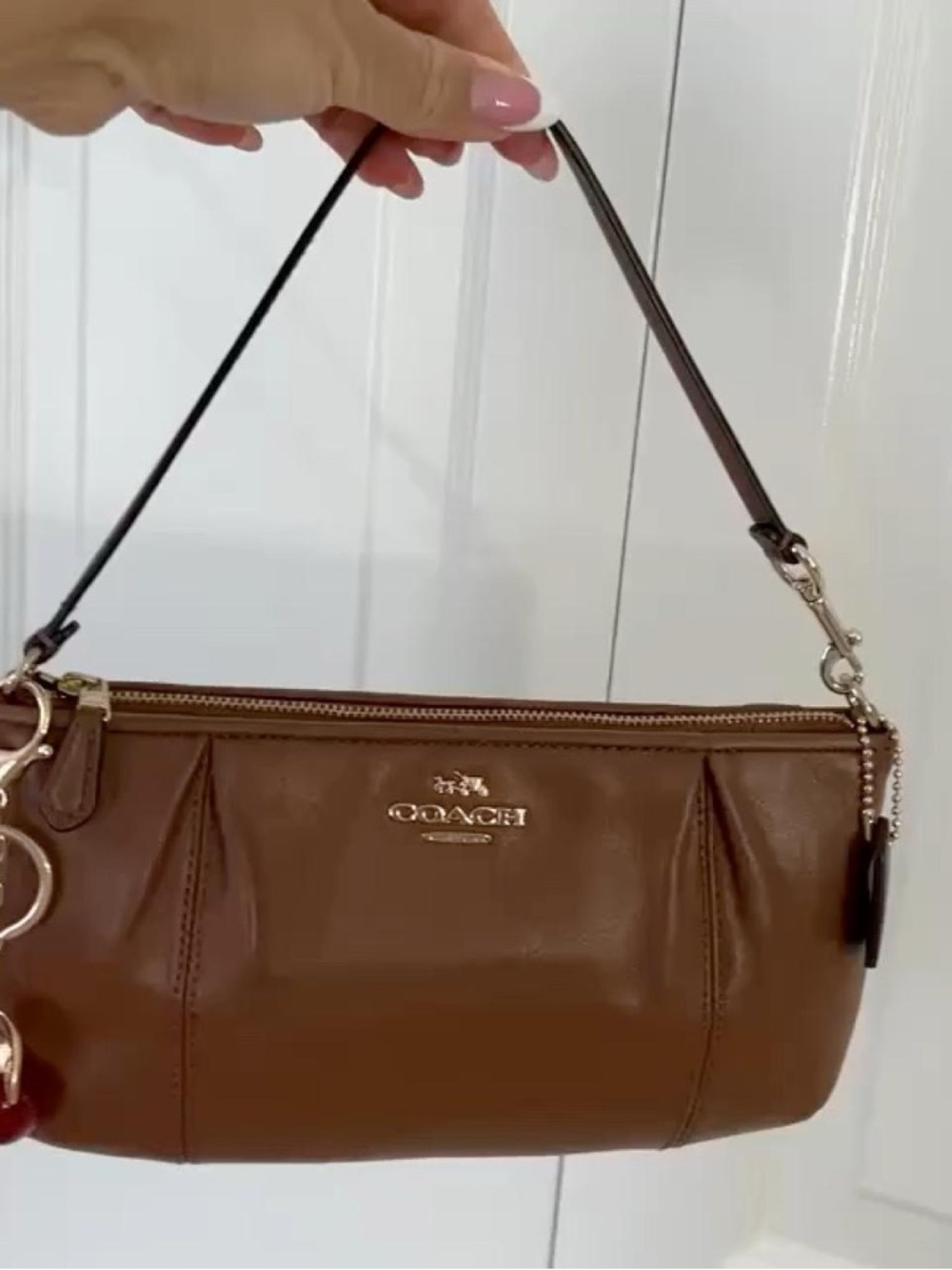 Coach Brown Leather Mini Shoulder Bag with Gold Hardware - Picture 9 of 10